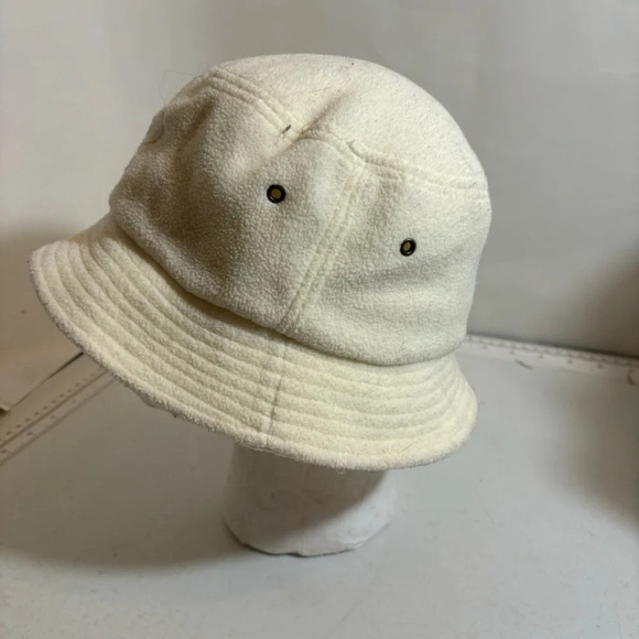 🛍️3/$30 Vintage cream white terry cloth  bucket hat with embroidered butterfly - Picture 2 of 8